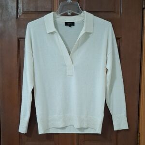 Quince Mongolian Cashmere Polo Sweater Women's Cream 100%